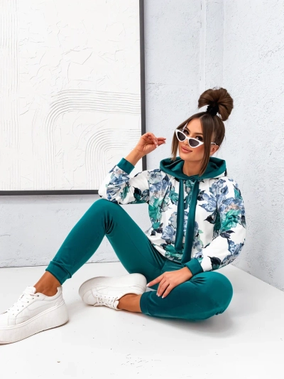 Royalfashion Damen Baumwollset, das an Samt mit Blumen erinnert