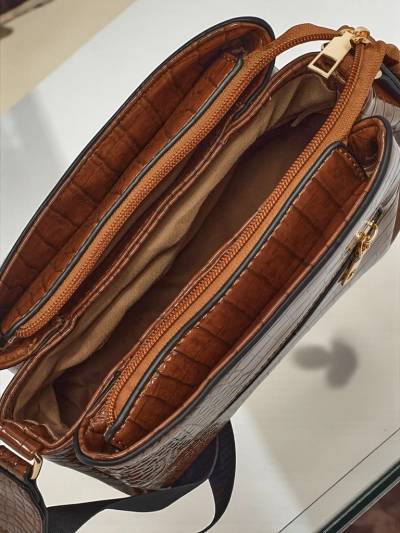 Lackierte kleine Damenhandtasche aus Öko-Leder Midnight Fern