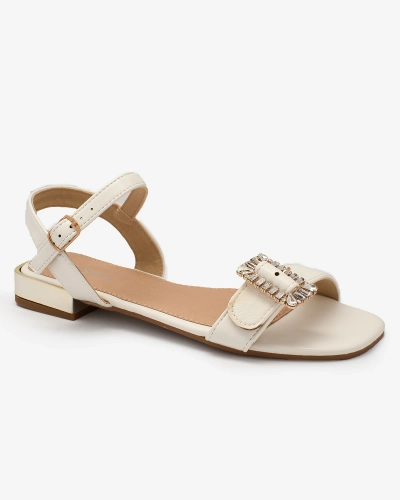 OUTLET Royalfashion Білі жіночі босоніжки з декором Mesirri