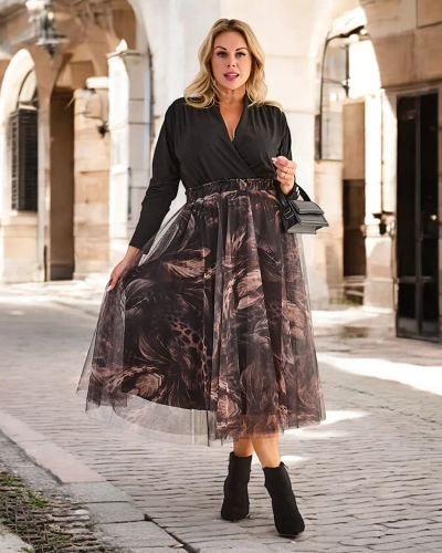 Royalfashion Damen Doppelschicht-Midi-Rock