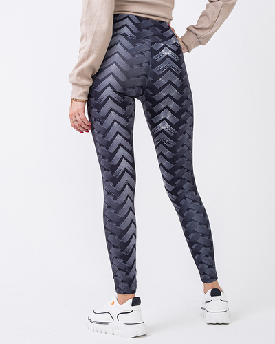 Gemusterte schwarz-weiße Leggings mit hoher Taille für Damen - Kleidung