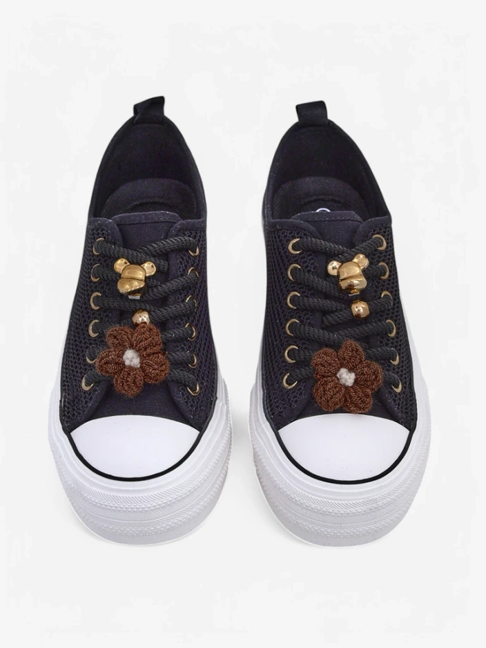 Royalfashion Damen durchbrochene Sneakers mit Dekorationen Osdo