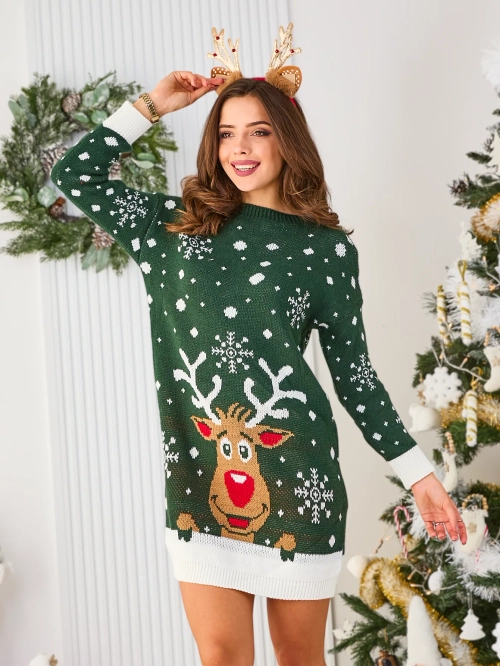 Різдвяна сукня-светр Royalfashion зеленого кольору