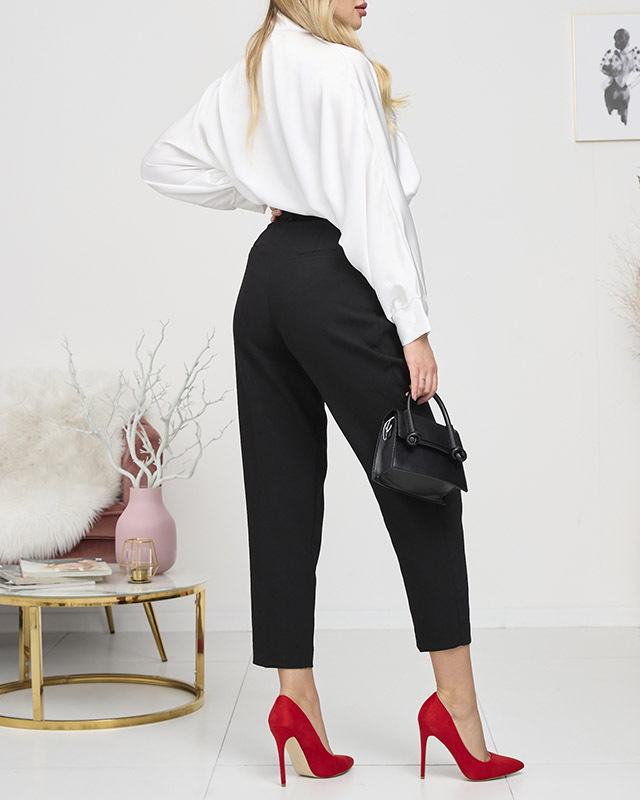 Weiße lange Satinbluse für Damen mit Bindeband - Kleidung