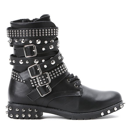 Czarne workery z ćwiekami Alex - Obuwie