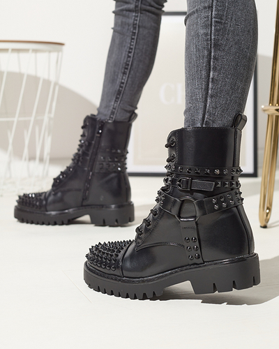 Schwarze Damenstiefel mit Nieten Fioppo - Schuhe