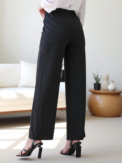 Royalfashion Breite Damenhose mit dekorativer Schnalle