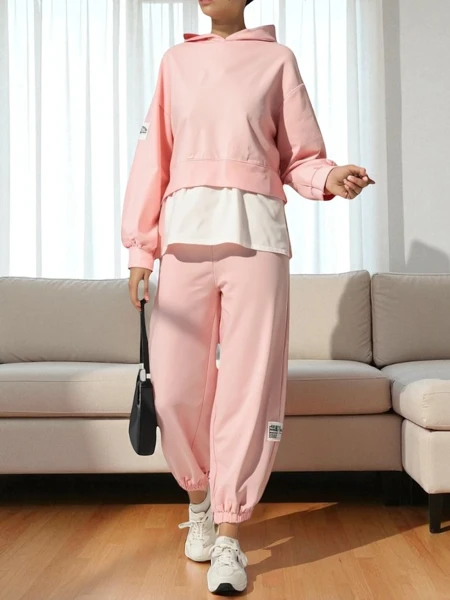 Royalfashion Damen Baumwollset mit einem blusenähnlichen Einsatz