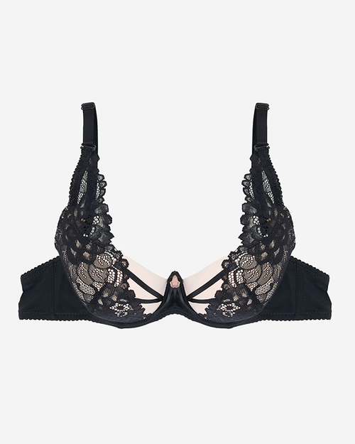 Рожевий жіночий бюстгальтер з чорним мереживом - Нижня білизна