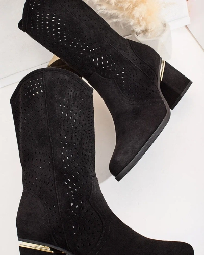 Royalfashion Durchbrochene niedrige Stiletto-Stiefel Hewir