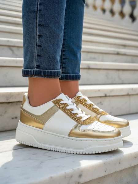 Bella Glamour Goldene Damen-Sneakers