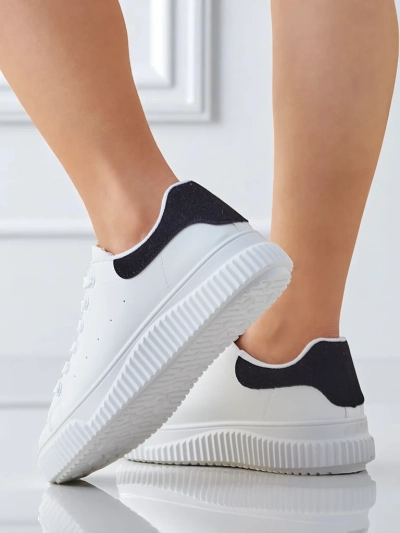 Callista Damen-Plateausneakers aus Öko-Leder, wei	-schwarz