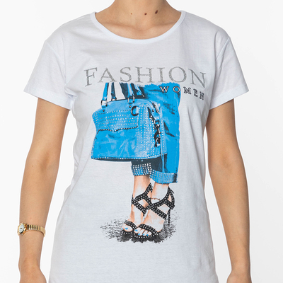 Weißes Damen-T-Shirt mit FASHION- Clothing Aufdruck