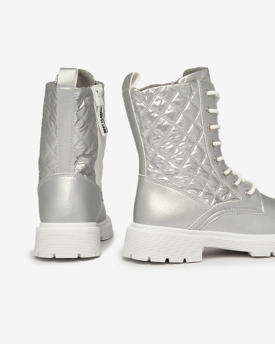 OUTLET Royalfashion Damen Schnürstiefel mit Silberprägung Leffga