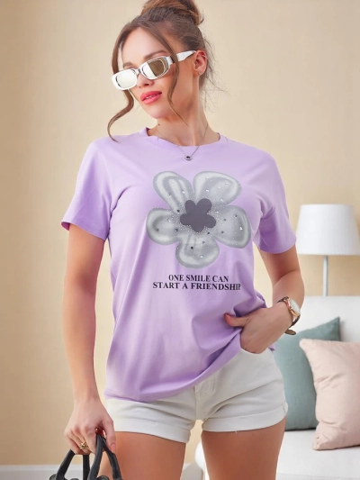 Royalfashion Damen Baumwoll-T-Shirt mit einem Blumenmotiv