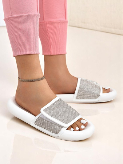Royalfashion Damen Pantoletten mit flacher Sohle Sparkle Step