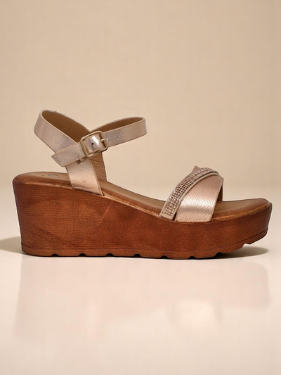 Royalfashion Damen Wedgesandalen mit Strass und Glitter Aurora Glow