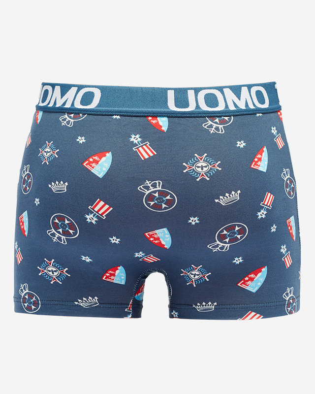Marineblaue Herren-Boxershorts mit modischem Aufdruck - Underwear