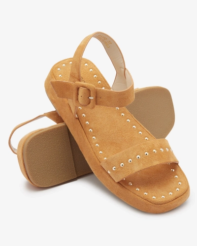 Braune Damensandalen mit Strass Franssia - Footwear