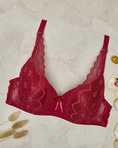 Kastanienbrauner Damen-BH mit Spitze - Dessous