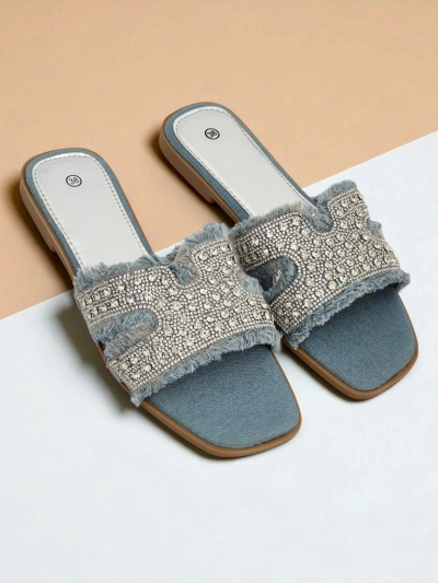 Royalfashion Damenpantoletten mit Strasssteinen CrystalEase