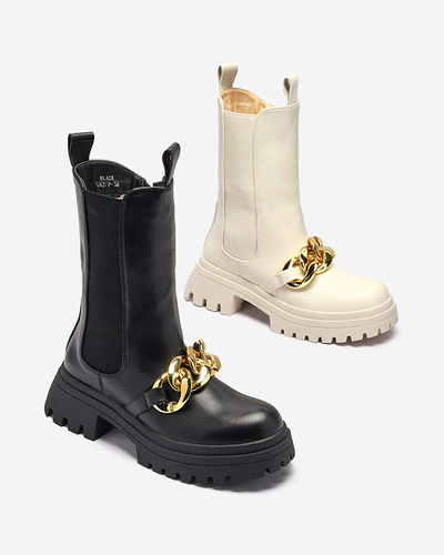 Damenstiefel mit Kette in schwarz Evves- Footwear