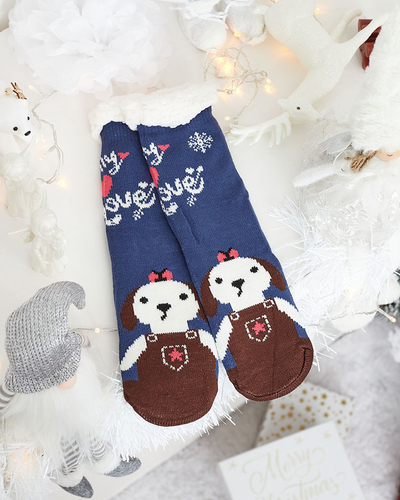 Rote Damensocken mit Weihnachtsmuster - Unterwäsche