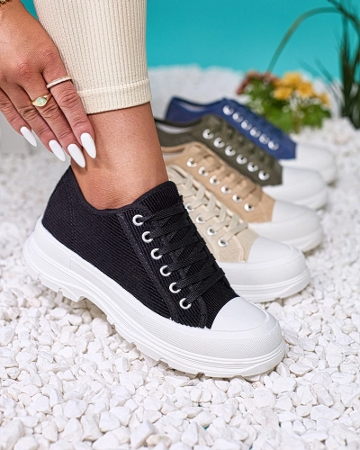 Royalfashion Schwarze Damen Plateau-Sneakers Spollero