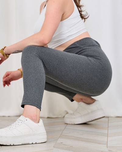 Royalfashion Темно-сірі жіночі легінси в рубчик
