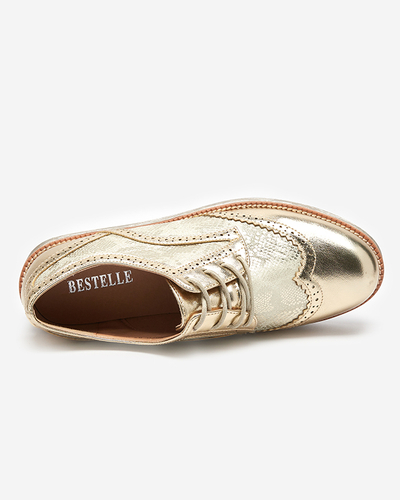 OUTLET Goldene Damenschuhe mit Einsätzen aus Schlangenleder Fin - Footwear