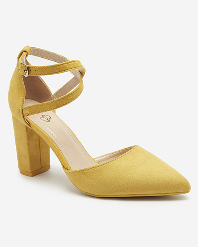 OUTLET Senffarbene Damen-Pumps auf einem Pfosten Amagy- Footwear