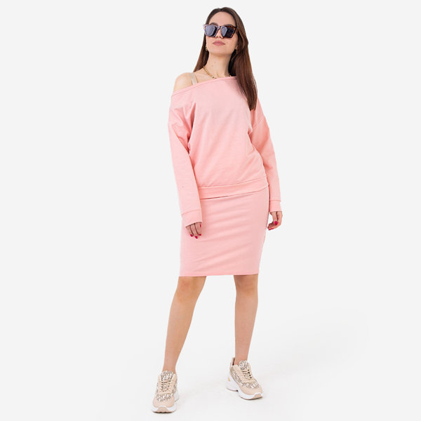 Set aus rosafarbener Bluse und Rock für Damen - Kleidung