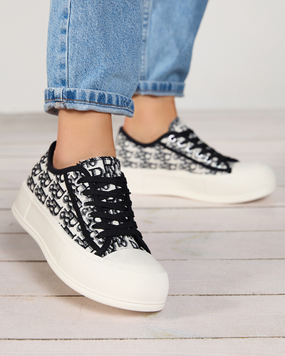 OUTLET Gemusterte Damen-Sneakers auf der Plattform in schwarzer Berika-Farbe - Schuhe