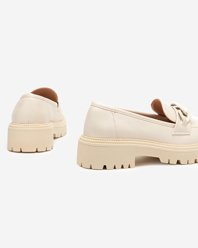 Beige Damenschuhe aus Öko-Leder mit Kette Konera - Schuhe