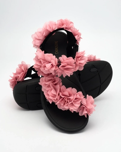 Royalfashion Rosa Damensandalen mit Blumen Alferroy