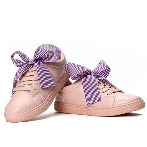 Różowe, sportowe buty z kokardą Alice - Obuwie