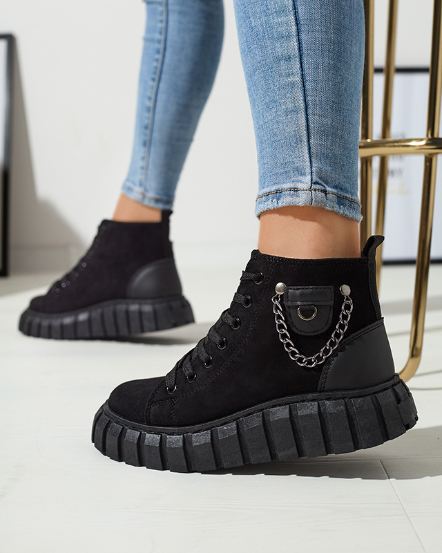 Schwarzer Damen-Schnürstiefel mit Verzierungen Tamti - Schuhe