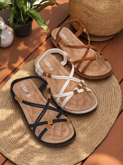 Сандалі жіночі Royalfashion Cressida camel плоскі комфортні шкіряні еко літні