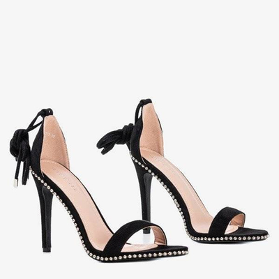 OUTLET Schwarz gebundene Sandalen mit höherem Absatz Taya - Schuhe