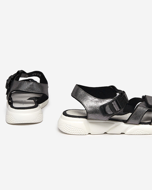 Дитячі блискучі босоніжки з графіту Leepe - Взуття