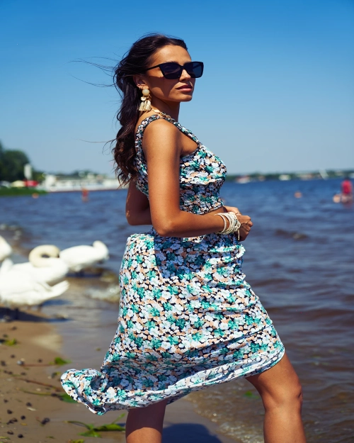 Жіночий комплект Royalfashion М'ята з квітковим принтом