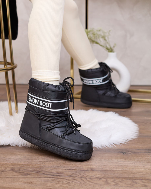 Royalfashion Чорні жіночі снігоступи з рубчиком Soblesia