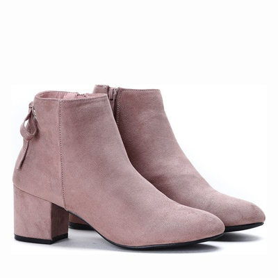 Botki z kokardką w kolorze brudnego różu Leila - Obuwie