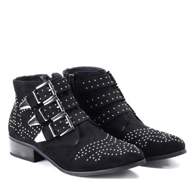 Czarne botki Caudice zdobione dżetami- Obuwie