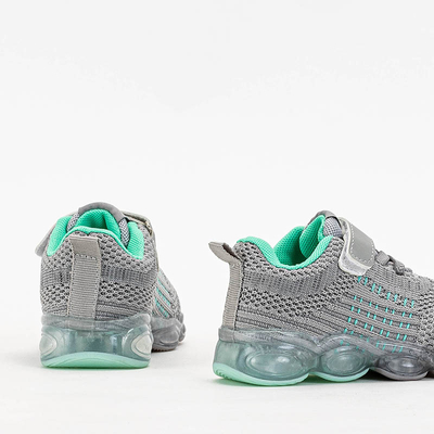 Сірі дитячі кросівки з елементами кольору м'яти Dons