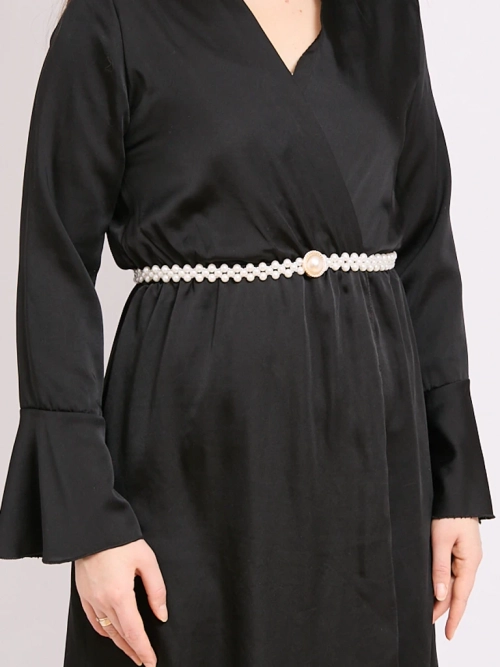 Жіночий ремінь з перлинами на резинці