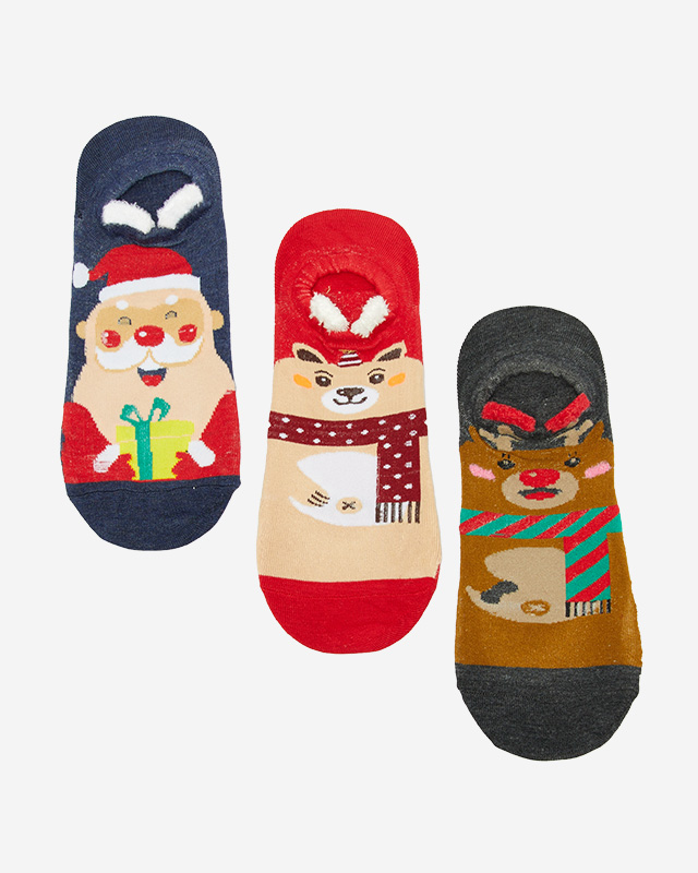 Damen bunte Füße mit Weihnachtsdruck 3er-Pack - Unterwäsche