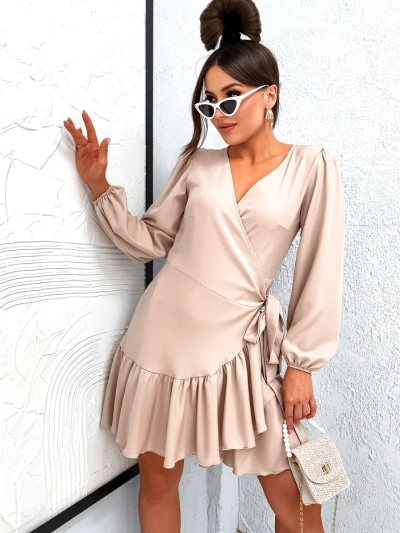 Royalfashion Damen Mini-Kleid mit Rüschen und Bindungen