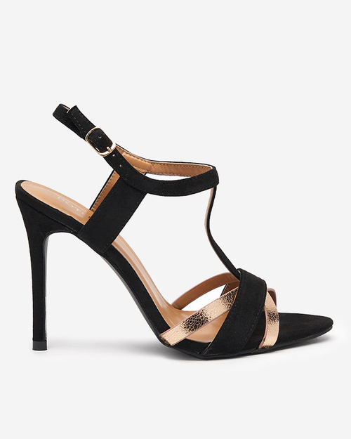 Чорні жіночі босоніжки на високому каблуці Isso-Shoes