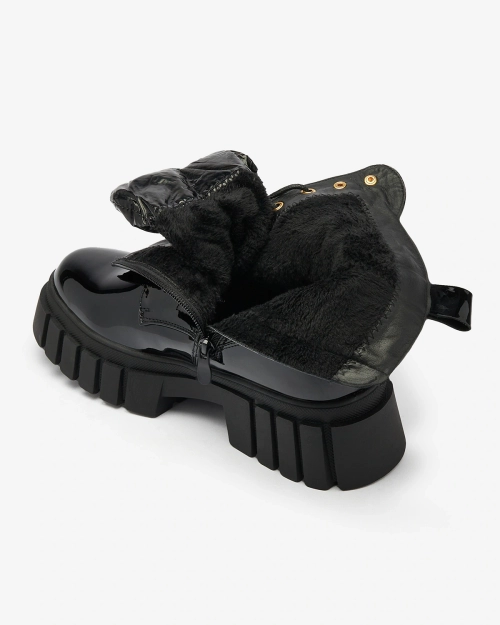 Чоботи Royalfashion Жіночі лаковані чорні Wefetto